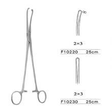 上海金鐘子宮頸鉗F10220 25cm 彎 2×3齒