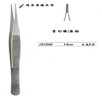 金鐘整形鑷J3C040 14cm 無鉤 頭寬0.8 WD