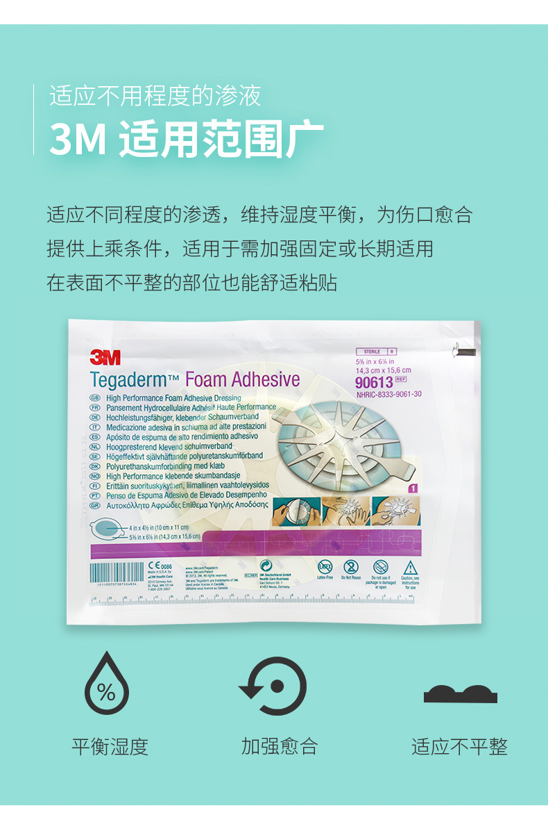 美國3M 聚酯泡沫敷料 創(chuàng)傷水膠體聚酯泡沫敷料